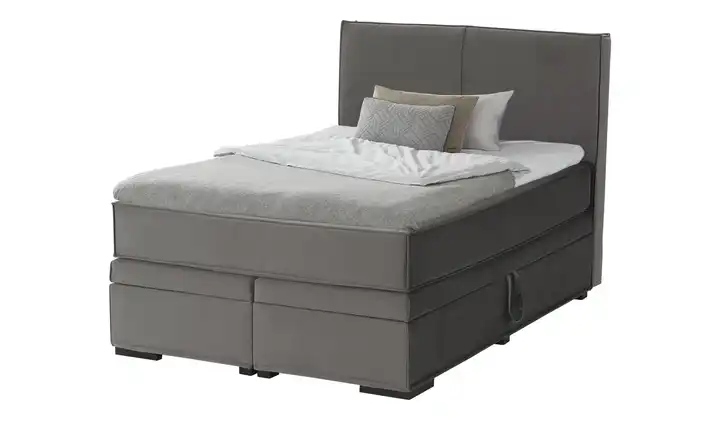 Boxi Boxspringbett mit Bettkasten Dunkelgrau 140 cm Kaltschaumkern Samt H2 & H4