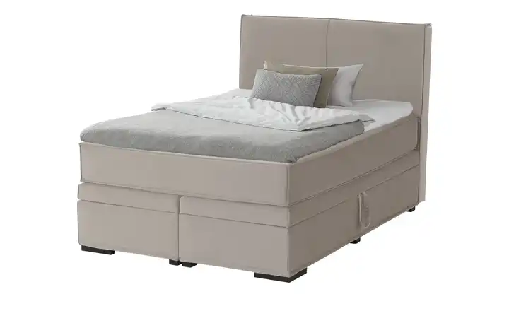 Boxi Boxspringbett mit Bettkasten Beige 140 cm Kaltschaumkern Samt H2 & H4