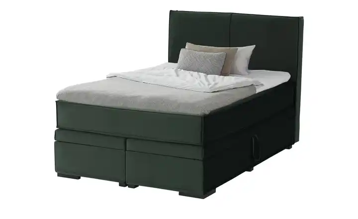Boxi Boxspringbett mit Bettkasten Smaragdgrün 140 cm Kaltschaumkern Samt H2 & H4