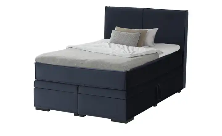 Boxi Boxspringbett mit Bettkasten Mitternachtsblau 140 cm Kaltschaumkern Samt H2 & H4