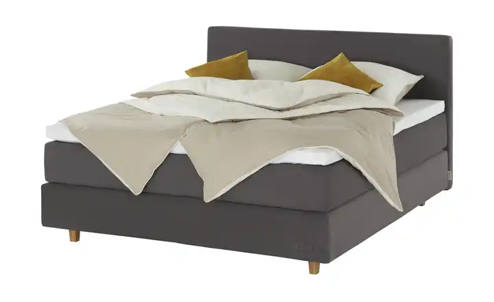 Jette Home Boxspringbett Jette Flex Anthrazit 200 cm H3 Kaltschaumkern 63,5 cm