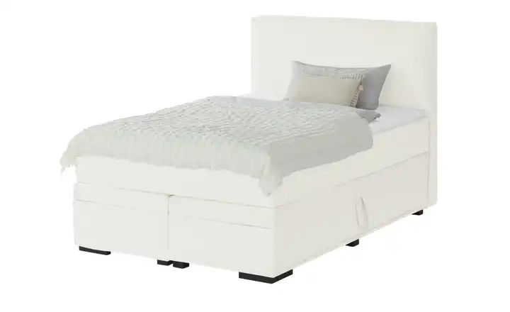 Boxi Boxspringbett mit Bettkasten Creme 140 cm Kaltschaumkern Cordstoff H2 & H4