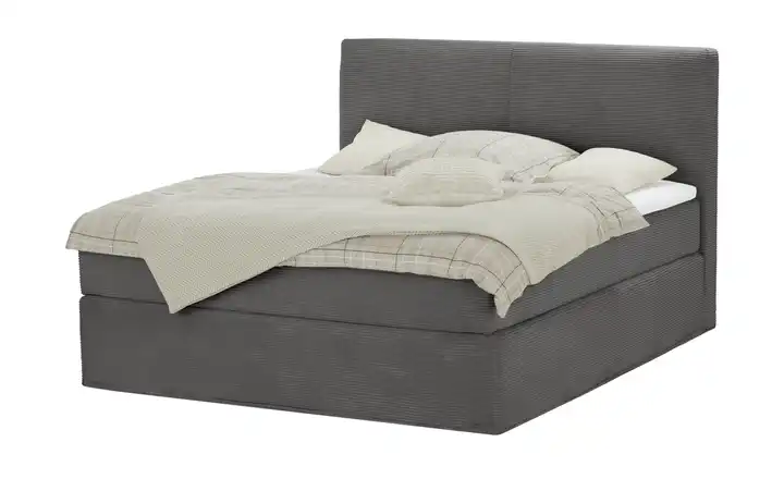 Boxi Boxspringbett Boxi Classic Anthrazit 160 cm Cordstoff H2 Viscoschaumkern