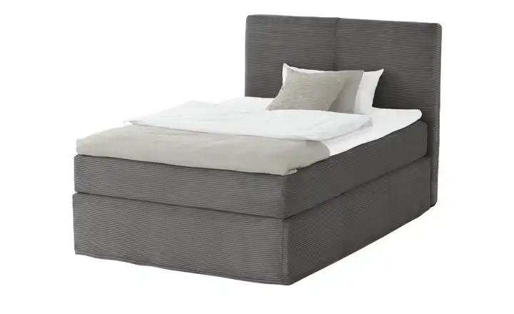 Boxi Boxspringbett Boxi Classic Anthrazit 140 cm Cordstoff H3 Kaltschaumkern