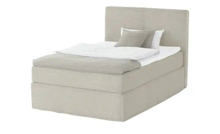 Boxi Boxspringbett Boxi Classic Natur 140 cm Cordstoff H3 Kaltschaumkern