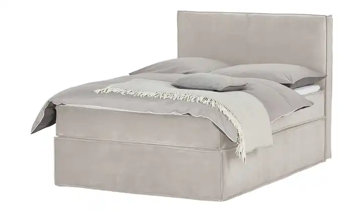 Boxi Boxspringbett Boxi Beige 140 cm H2 & H4 Kaltschaumkern Samt
