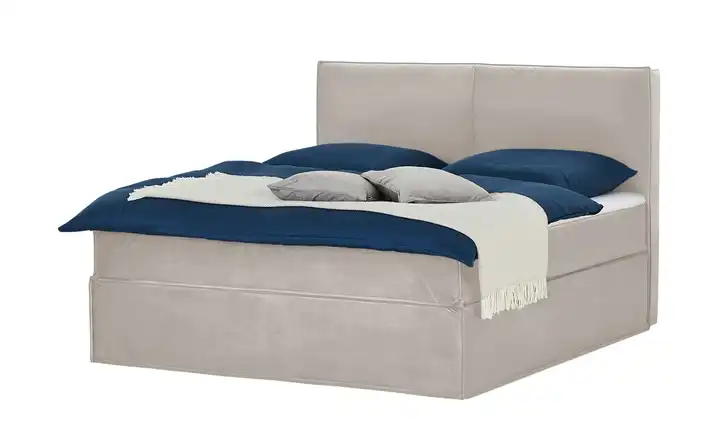 Boxi Boxspringbett Boxi Beige 160 cm H4 Kaltschaumkern Samt