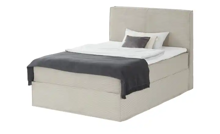 Boxi Boxspringbett Boxi Natur 140 cm H4 Viscoschaumkern Cordstoff