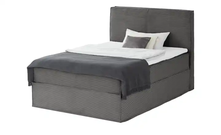 Boxi Boxspringbett Boxi Anthrazit 140 cm H2 & H4 Kaltschaumkern Cordstoff