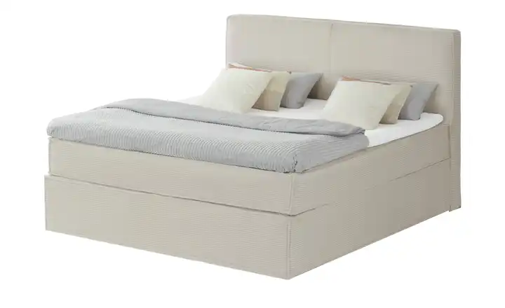 Boxi Boxspringbett Boxi Natur 160 cm H4 Kaltschaumkern Cordstoff