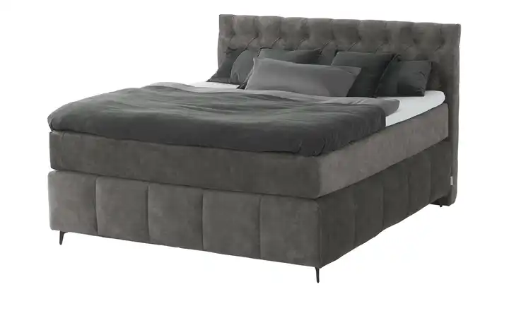 Jette Home Boxspringbett Glam New Dunkelgrau 180 cm H4 & H5 Kaltschaumkern