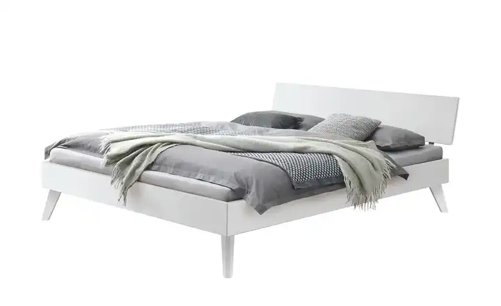 HASENA Massivholz-Bettgestell Ancona Buche, Weiß 180 cm 41 cm