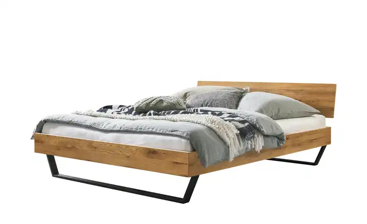 HASENA Massivholz-Bettgestell Asti Wildeiche, Anthrazit 160 cm 41 cm
