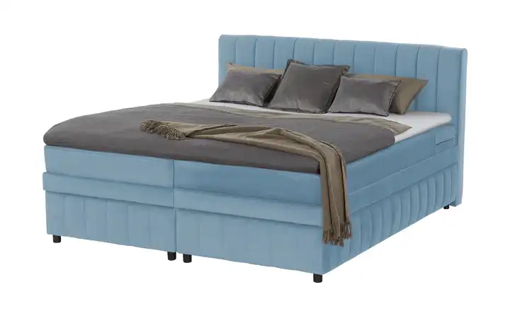 Primo Boxbett mit Bettkasten Hellblau 140 cm H1 & H3 Kaltschaumkern
