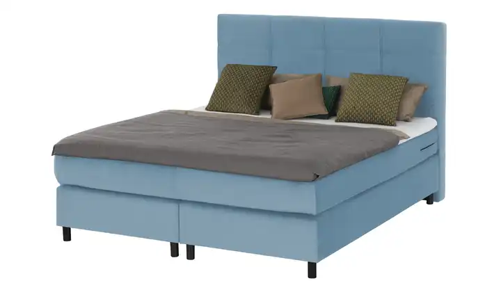 Primo Boxspringbett 160 cm H3 Hellblau Kaltschaumkern ohne Bettkasten