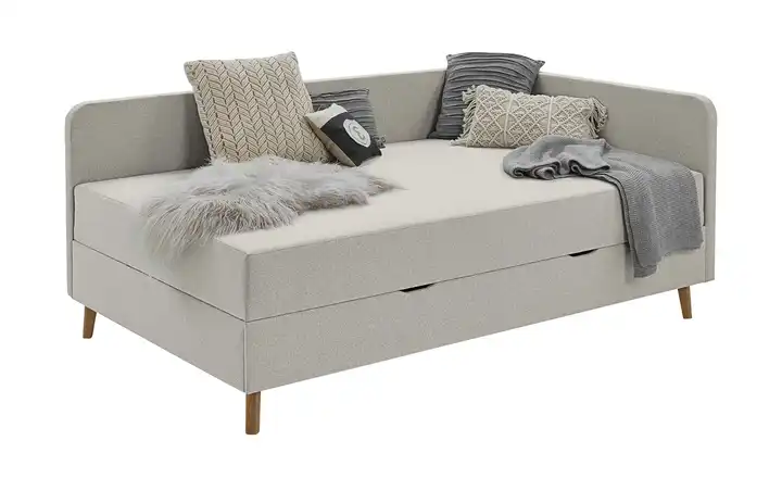 Polsterliege mit Bettkasten Beige 140 cm