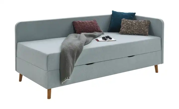 Polsterliege mit Bettkasten Eisblau 140 cm