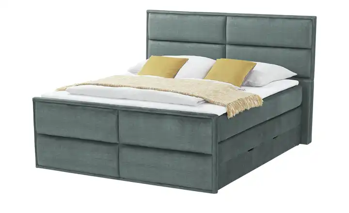 Primo Boxspringbett mit Bettkasten Blau 160 cm H1 & H4 Kaltschaumkern