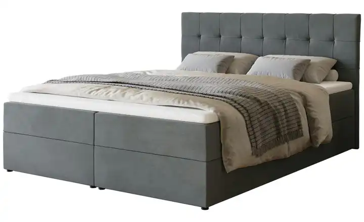 Boxbett mit Stauraum und Topper 160x200 cm Dunkelgrau