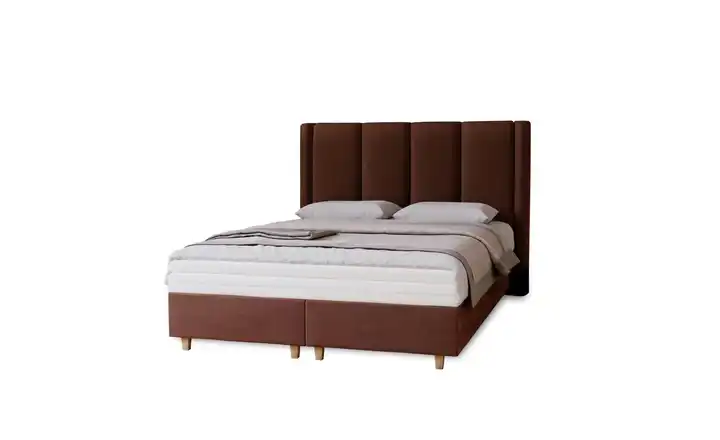 Boxbett mit Matratze Braun