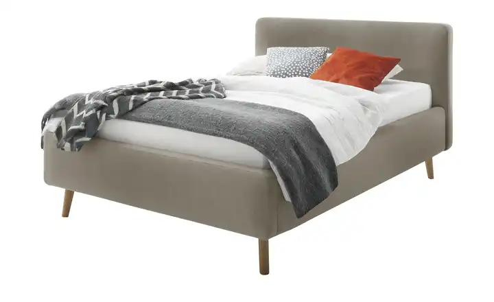 Polsterbettgestell Taupe Webstoff fein 120 cm ohne Bettkasten