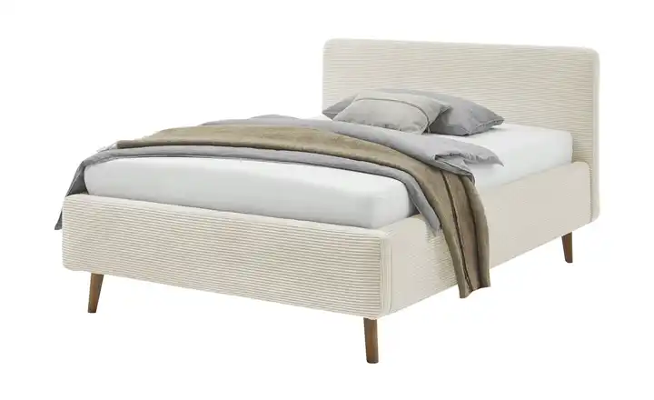 Polsterbettgestell Beige Cordstoff 120 cm ohne Bettkasten