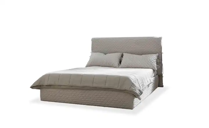 Miuform Polsterbett gemustert mit Bettkasten 180x200 cm Beige