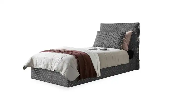 Miuform Polsterbett gemustert mit Bettkasten 90x200 cm Grau