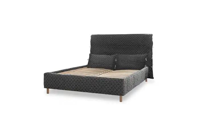 Miuform Polsterbett gemustert ohne Bettkasten 180x200 cm Grau