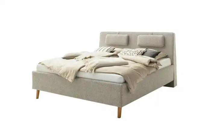SCHÖNER WOHNEN Kollektion Polsterbett Madrid Eiche (Nachbildung) mit Bettkasten Grau