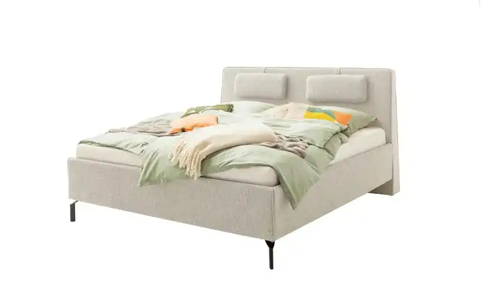 SCHÖNER WOHNEN Kollektion Polsterbett Madrid Schwarz ohne Bettkasten Beige