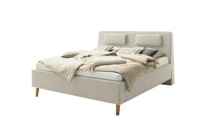 SCHÖNER WOHNEN Kollektion Polsterbett Madrid Eiche (Nachbildung) mit Bettkasten Beige