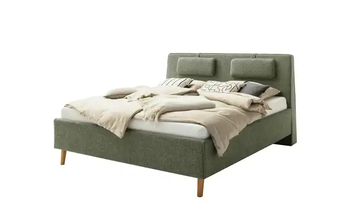 SCHÖNER WOHNEN Kollektion Polsterbett Madrid Eiche (Nachbildung) ohne Bettkasten Grün