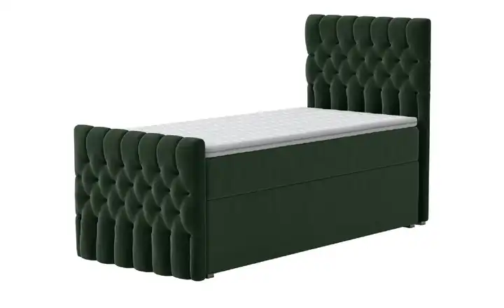 Boxbett mit Bettkasten und Fußteil Dunkelgrün 90 cm