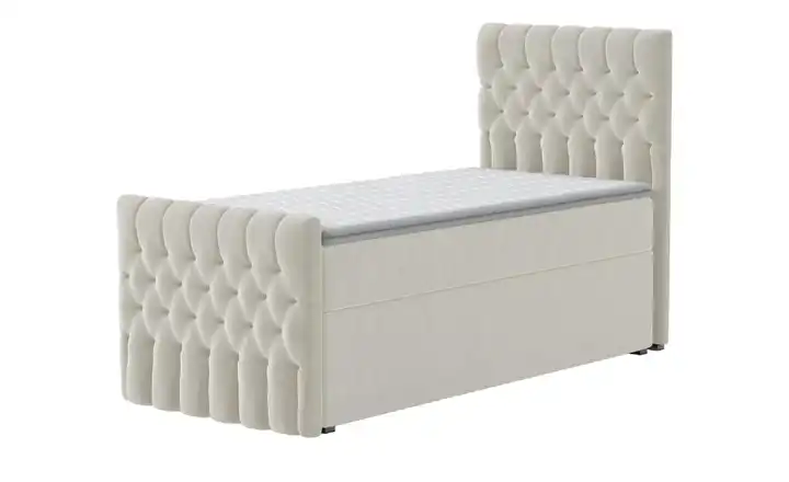 Boxbett mit Bettkasten und Fußteil Creme 90 cm