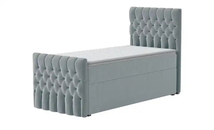Boxbett mit Bettkasten und Fußteil Silbergrau 100 cm