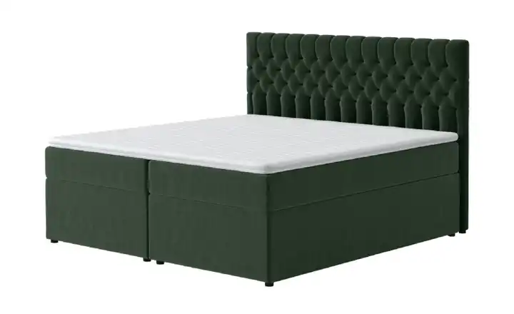 Boxbett mit Bettkasten 200x200 cm Dunkelgrün