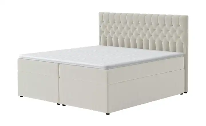 Boxbett mit Bettkasten 200x200 cm Creme