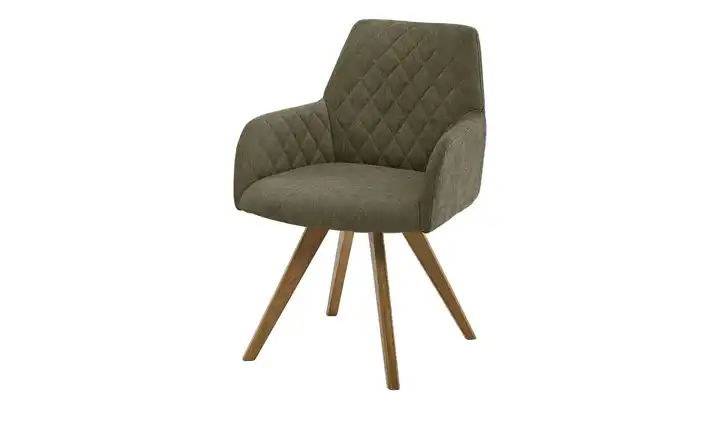 Woodford Esszimmerstuhl Bristol 1 Olivgrün Webstoff Steppung innen Wildeiche Armlehne