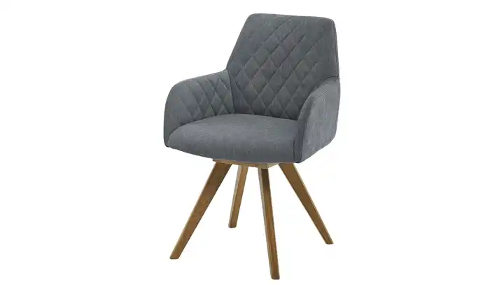 Woodford Esszimmerstuhl Bristol 1 Grau Webstoff Steppung innen Wildeiche Armlehne, Drehfunktion