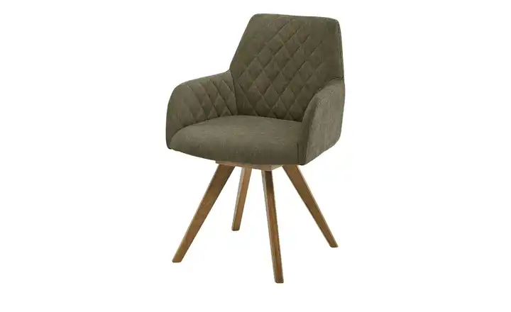 Woodford Esszimmerstuhl Bristol 1 Olivgrün Webstoff Steppung innen Wildeiche Armlehne, Drehfunktion
