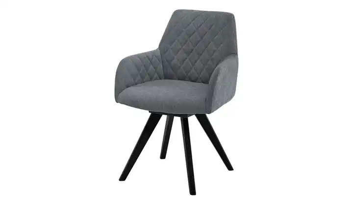 Woodford Esszimmerstuhl Bristol 1 Grau Webstoff Steppung innen Schwarz Armlehne, Drehfunktion