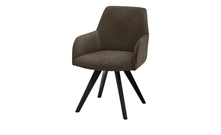 Woodford Esszimmerstuhl Bristol 2 Braun Webstoff Steppung außen Schwarz Armlehne