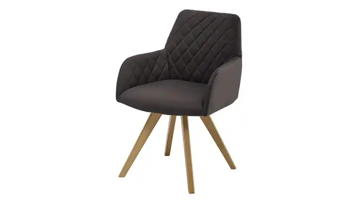 Woodford Esszimmerstuhl Bristol 1 Dunkelbraun Mikrofaser Steppung innen Wildeiche Armlehne