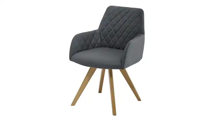 Woodford Esszimmerstuhl Bristol 1 Grau Mikrofaser Steppung innen Wildeiche Armlehne