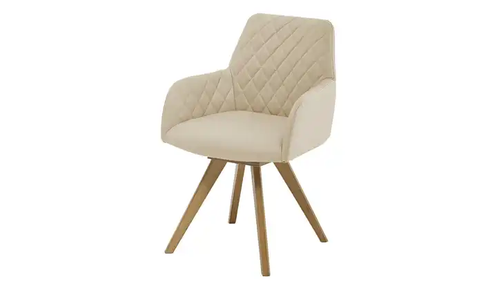 Woodford Esszimmerstuhl Bristol 1 Cappuccino Mikrofaser Steppung innen Wildeiche Armlehne, Drehfunktion