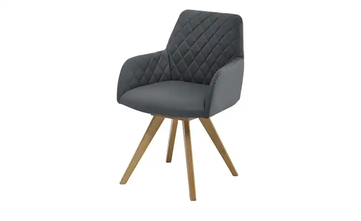 Woodford Esszimmerstuhl Bristol 1 Grau Mikrofaser Steppung innen Wildeiche Armlehne, Drehfunktion