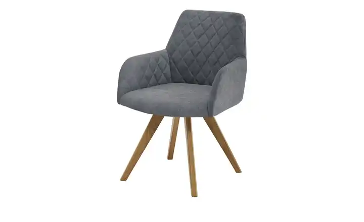 Woodford Esszimmerstuhl Bristol 1 Grau Velours Steppung innen Wildeiche Armlehne