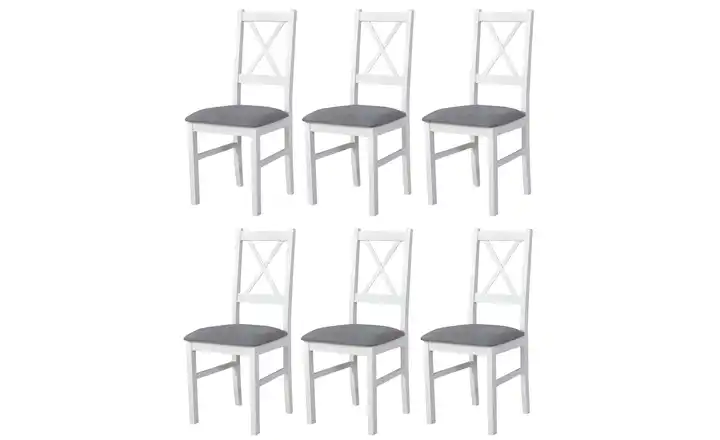 Esszimmerstuhl 6er-Set Weiß, Elefantengrau