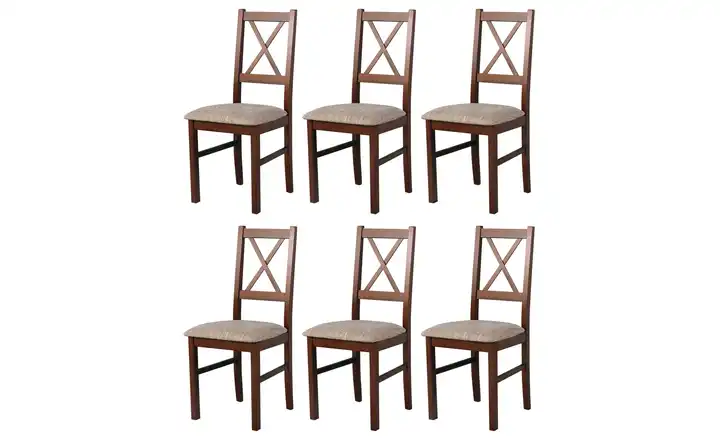 Esszimmerstuhl 6er-Set Nussbaum, Toffeebraun